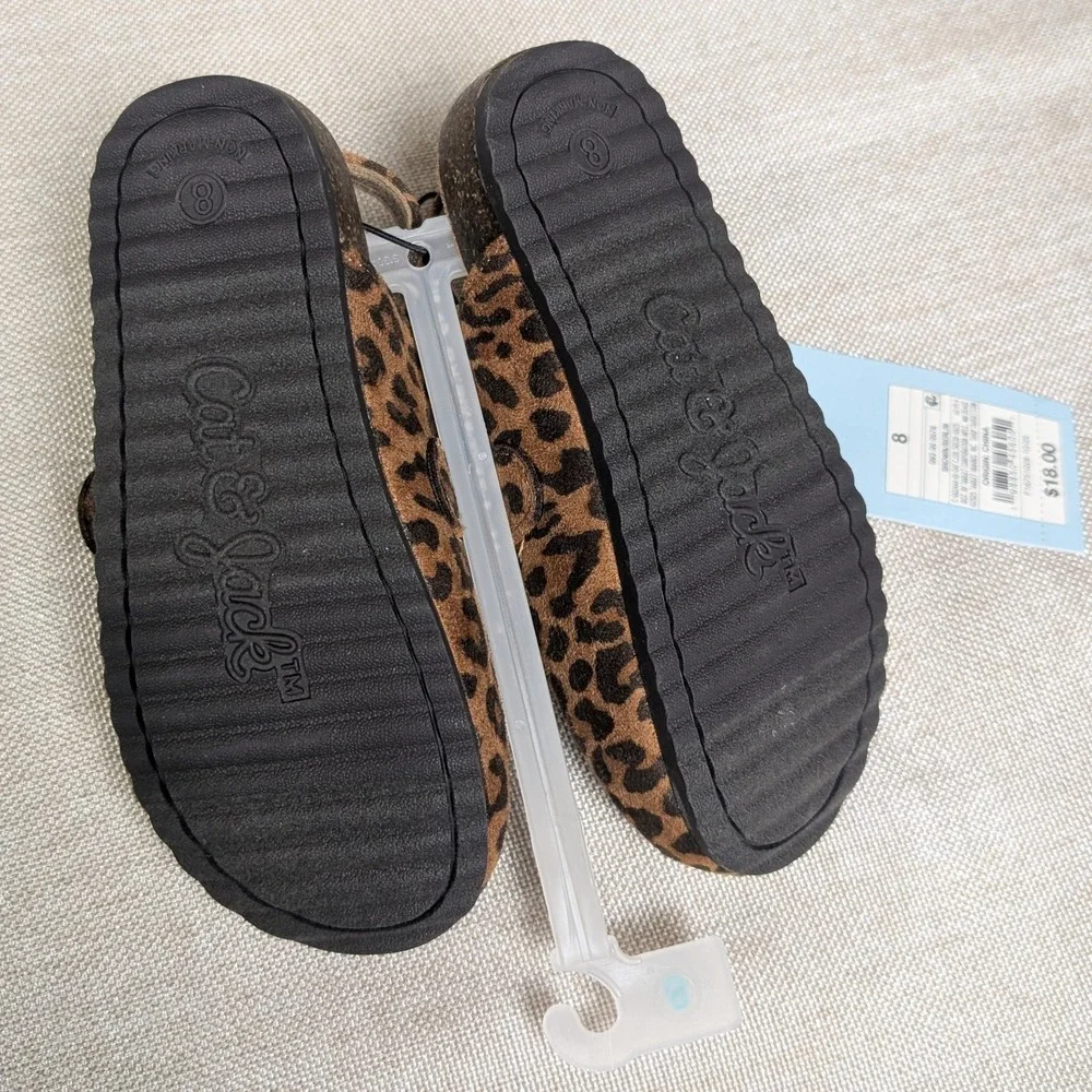 Cat & Jack Clogs Toddler Girls 8 Brown NWT Leopard Print Slingback Berlin Shoes